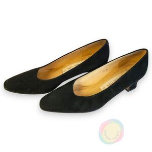 Jones New York Womens Pumps 7.5 M Black Suede Leather Heels Made in Spain VTG